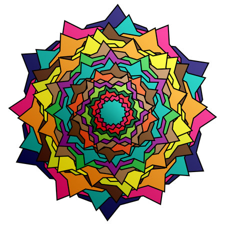 Colorful motifs, abstract shapes vector. Circular pattern elements. Geometric art vector illustration. Simple, basic mandalasのイラスト素材