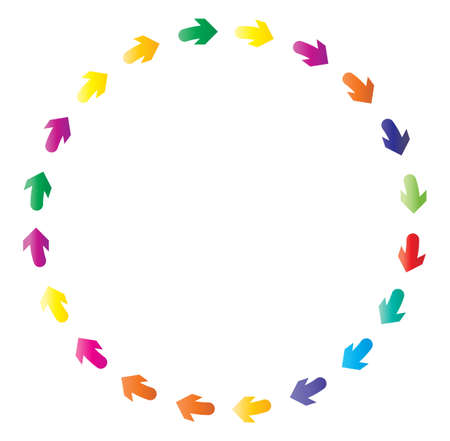 cycle and cyclical arrows. circular, concentric and radial cursor, vector illustration. concept graphic for revision, renewal or synchronization, process, progress and reload, revise conceptのイラスト素材