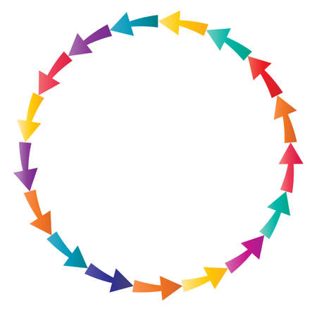 cycle and cyclical arrows. circular, concentric and radial cursor, vector illustration. concept graphic for revision, renewal or synchronization, process, progress and reload, revise conceptのイラスト素材