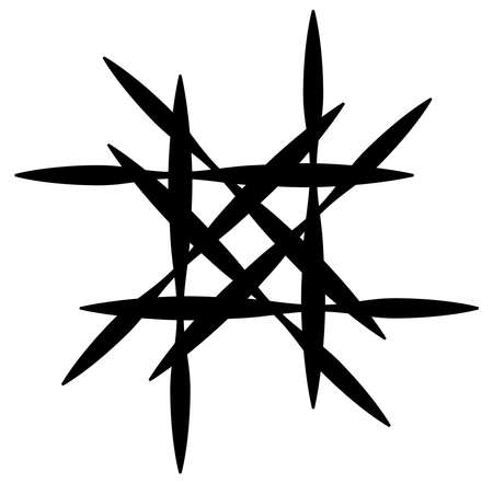 Abstract black and white circular, circle mandala-motif clip-art, design element. Radial, radiating, concentric mandala, motif design element.Geometric circular decoration, ornament vector illustrationのイラスト素材