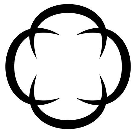 Abstract black and white circular, circle mandala-motif clip-art, design element. Radial, radiating, concentric mandala, motif design element.Geometric circular decoration, ornament vector illustrationのイラスト素材