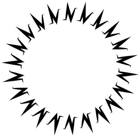 Abstract black and white circular, circle mandala-motif clip-art, design element. Radial, radiating, concentric mandala, motif design element.Geometric circular decoration, ornament vector illustrationのイラスト素材