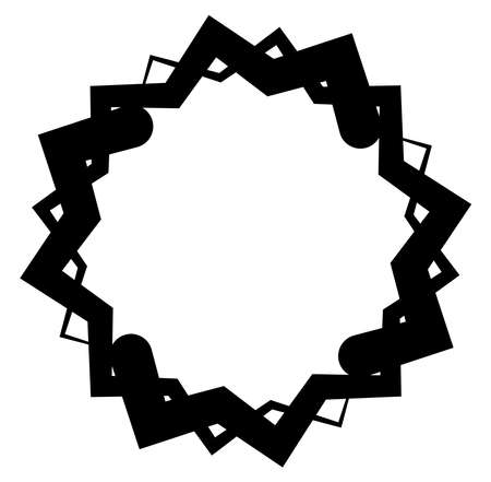 Abstract black and white circular, circle mandala-motif clip-art, design element. Radial, radiating, concentric mandala, motif design element.Geometric circular decoration, ornament vector illustrationのイラスト素材