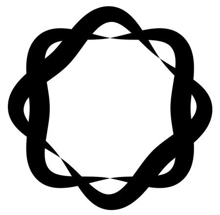 Abstract black and white circular, circle mandala-motif clip-art, design element. Radial, radiating, concentric mandala, motif design element.Geometric circular decoration, ornament vector illustrationのイラスト素材