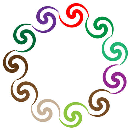 abstract colorful-multicolor circular, concentric and radial, radiating mandala, motif clip-art, , symbol - vector illustrationのイラスト素材