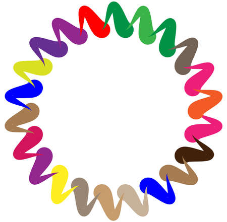 abstract colorful-multicolor circular, concentric and radial, radiating mandala, motif clip-art, symbol - vector illustrationのイラスト素材