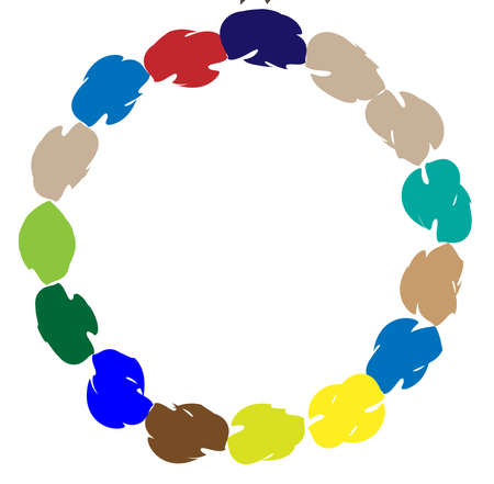 abstract colorful-multicolor circular, concentric and radial, radiating mandala, motif clip-art, symbol - vector illustrationのイラスト素材