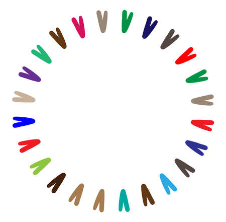 abstract colorful-multicolor circular, concentric and radial, radiating mandala, motif clip-art, symbol - vector illustrationのイラスト素材