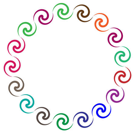 abstract multicolor circular, concentric and radial mandala, motif clip-art, illustrationのイラスト素材