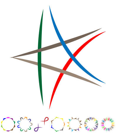 abstract multicolor circular, concentric and radial mandala, motif clip-art, illustrationのイラスト素材