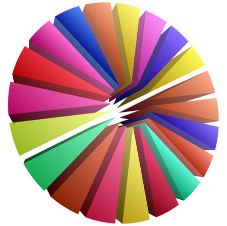 simple pie chart-graph and diagram vector illustration. circle segmented, divided from 2 to 20 section, segment, portion or sector for biz analytics, presentation, infographics or visualization themesのイラスト素材