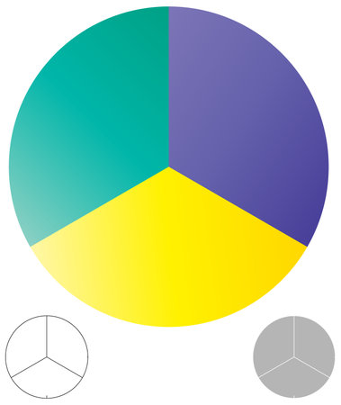 simple pie chart-graph and diagram vector illustration. circle segmented, divided from 2 to 20 section, segment, portion or sector for biz analytics, presentation, infographics or visualization themesのイラスト素材
