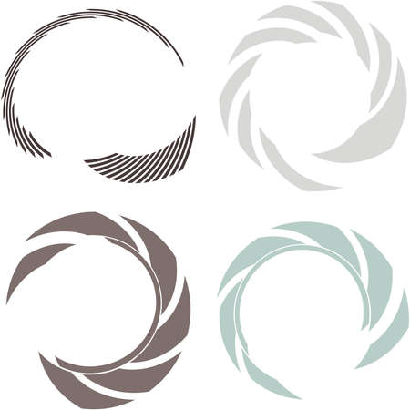 Cyber-cyberpunk, sci-fi geometric circles, rings. Hi-tech HUD elements. Concentric, radial revolving circles for techno, technology themes. Circular, round design elementsのイラスト素材