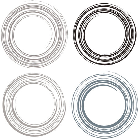 Cyber-cyberpunk, sci-fi geometric circles, rings. Hi-tech HUD elements. Concentric, radial revolving circles for techno, technology themes. Circular, round design elementsのイラスト素材