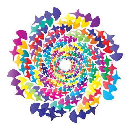 Circular spiral, swirl, twirl circle vector illustration. Radial, concentric colorful abstract...