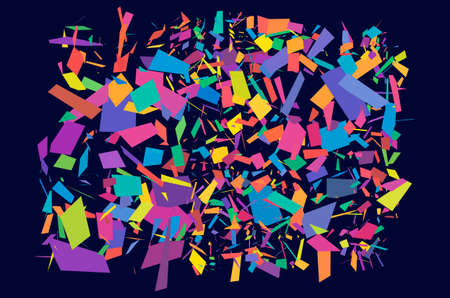 Abstract vector art - Random geometry shapes vector illustration. Generative art. Angular and edgy, angled geometrical illustration. Random abstract composition. Jumble, disarray of irregular elementsのイラスト素材