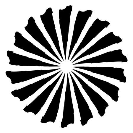 Radial element with grungy, grunge radiating lines. Burst, starburst, sunburst with grungy spokesのイラスト素材