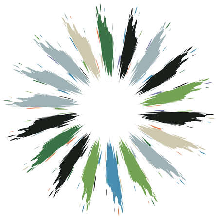 Radial element with grungy, grunge radiating lines. Burst, starburst, sunburst with grungy spokesのイラスト素材
