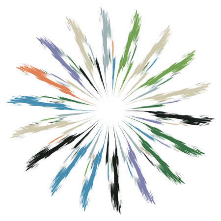 Radial element with grungy, grunge radiating lines. Burst, starburst, sunburst with grungy spokesのイラスト素材