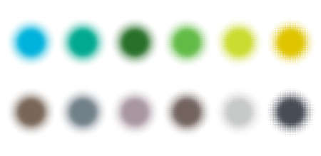 Colorful halftone vector pattern, texture design element set. Circles, dots, screentone illustration. Freckle, stipple-stippling, speckles illustration. Pointillist vector artのイラスト素材