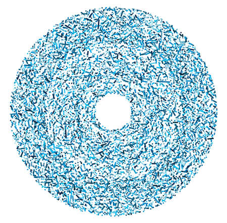 Colorful random squares in circle formation abstract geometric element. Circle, circular mosaicのイラスト素材