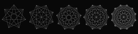 Abstract geometric radial motif, mandala shape, design element with thin lines illustration,...