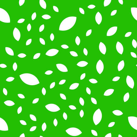 Green leaf, petal shape, greenery foliage symbol seamless repeatable pattern illustration, clip-art graphicsのイラスト素材