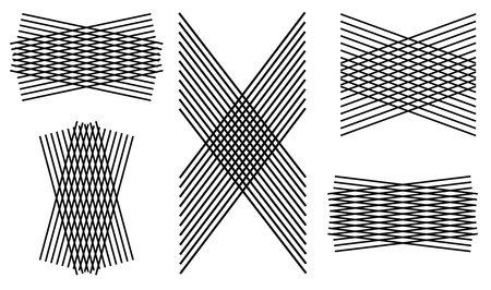 Intersected crossing moire lines element pattern illustration, clip-art graphicsのイラスト素材