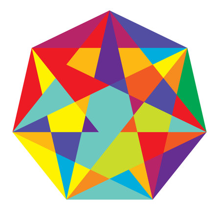 Mosaic crystal colorful polygon shapes illustration, clip-art graphicsのイラスト素材