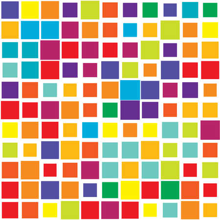 Colorful, vivid, vibrant random squares mosaic tiles pattern, background, texture - Stock vector illustration, Clip-art graphicsのイラスト素材