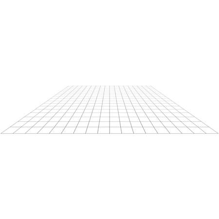 Wireframe, lattice, grating and trellis vanishing, diminishing in 3D space. Abstract grid, mesh in perspective. Checkered spatial squares pattern, texture. Squares design elementのイラスト素材