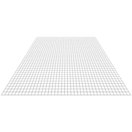 Wireframe, lattice, grating and trellis vanishing, diminishing in 3D space. Abstract grid, mesh in perspective. Checkered spatial squares pattern, texture. Squares design elementのイラスト素材