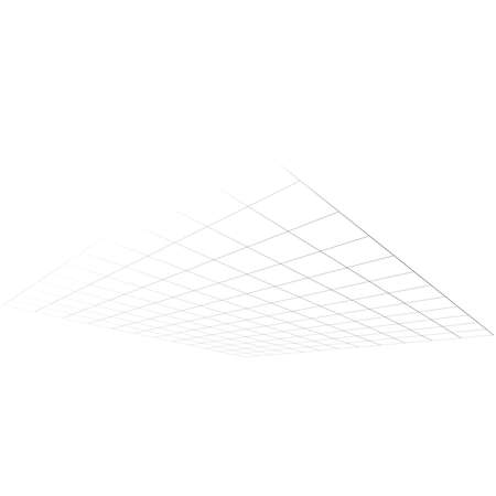 Wireframe, lattice, grating and trellis vanishing, diminishing in 3D space. Abstract grid, mesh in perspective. Checkered spatial squares pattern, texture. Squares design elementのイラスト素材