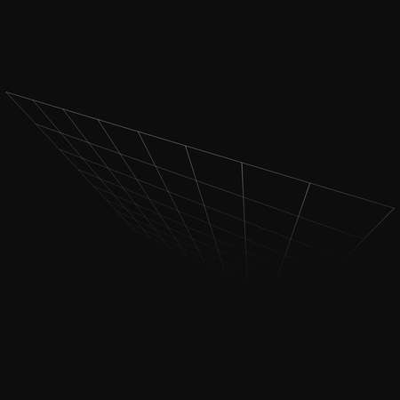 Wireframe, lattice, grating and trellis vanishing, diminishing in 3D space. Abstract grid, mesh in perspective. Checkered spatial squares pattern, texture. Squares design elementのイラスト素材