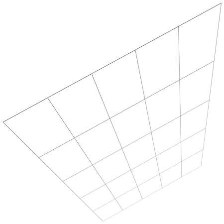Wireframe, lattice, grating and trellis vanishing, diminishing in 3D space. Abstract grid, mesh in perspective. Checkered spatial squares pattern, texture. Squares design elementのイラスト素材