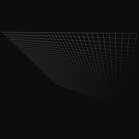 Wireframe, lattice, grating and trellis vanishing, diminishing in 3D space. Abstract grid, mesh in perspective. Checkered spatial squares pattern, texture. Squares design elementのイラスト素材