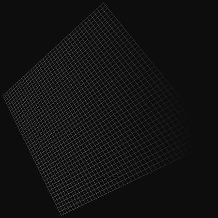 Wireframe, lattice, grating and trellis vanishing, diminishing in 3D space. Abstract grid, mesh in perspective. Checkered spatial squares pattern, texture. Squares design elementのイラスト素材