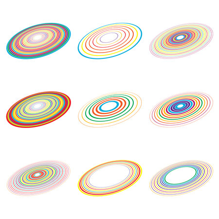 Radial concentric radiating rings, circles vector element set - Stock vector illustration, Graphics clip artのイラスト素材