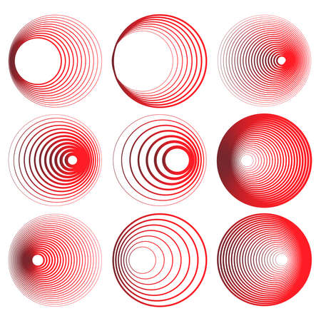Radial concentric radiating rings, circles vector element set - Stock vector illustration, Graphics clip artのイラスト素材