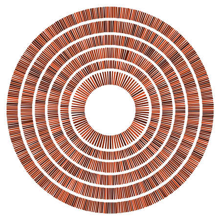 Geometric circle element. Circular red stonework, masonry stone, rock circles. Abstract top view well - Stock vector illustration, Clip art graphicsのイラスト素材