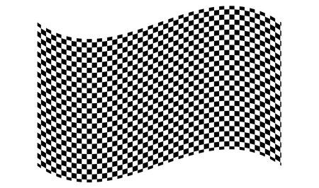 Checkered, checkered waving, wavy racing flag with different destiny squares.のイラスト素材
