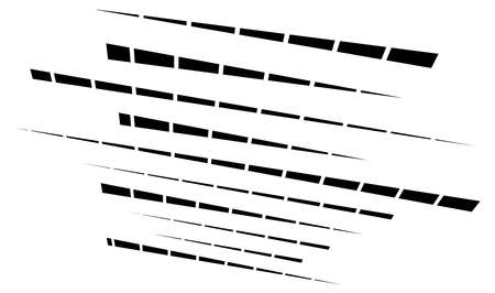 Dynamic dashed lines, stripes. 3D Lines in perspective with gaps. Vanishing, diminishing spatial lines, stripes geometric illustrationのイラスト素材