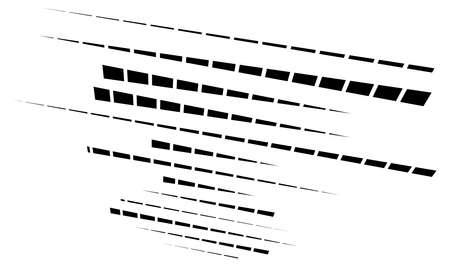 Dynamic dashed lines, stripes. 3D Lines in perspective with gaps. Vanishing, diminishing spatial lines, stripes geometric illustrationのイラスト素材