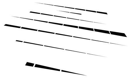 Dynamic dashed lines, stripes. 3D Lines in perspective with gaps. Vanishing, diminishing spatial lines, stripes geometric illustrationのイラスト素材