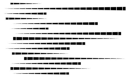 Dashed random parallel straight lines geometric element. Random horizontal lines, stripes with gapsのイラスト素材