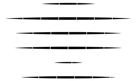 Dashed random parallel straight lines geometric element. Random horizontal lines, stripes with gapsのイラスト素材