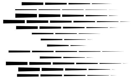 Dashed random parallel straight lines geometric element. Random horizontal lines, stripes with gapsのイラスト素材