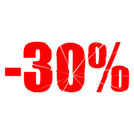Percentage off discount tag, label numbers. Price cut, bargain sales offer numerals - Stock vector...