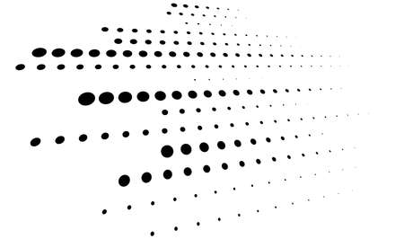 3D dots. circles geometric arrangement in perspective. Vanishing, diminishing speckles, stipple, stippling art spatial illustration. Black and white polka-dots, spotted vector illustrationのイラスト素材