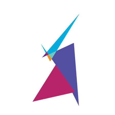 Vivid, vibrant abstract geometric, angular, edgy art. Random Picasso-style geometry vector. Spiky tapered chaotic artistic vector illustrationのイラスト素材